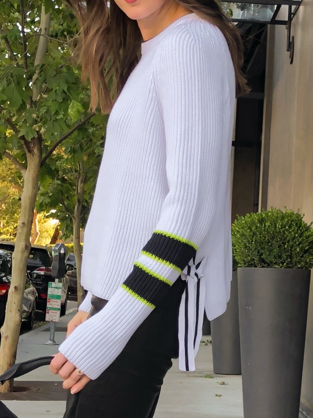 Nylora White Side Tie Knit Sweater